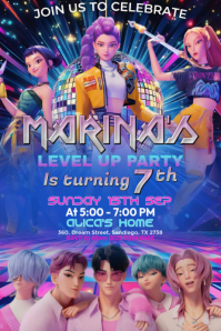 Blue Joyful Children Birthday Party Invitation Poster template