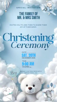 Blue Joyful Christening Ceremony Instagram Story Video template