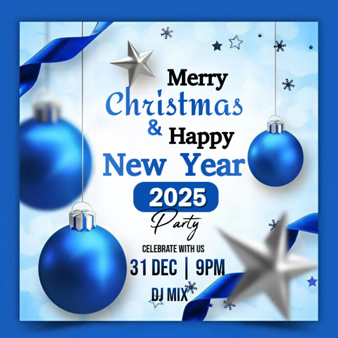 Blue Joyful Christmas Party Instagram Post Template | PosterMyWall