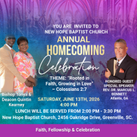 蓝色 Church Homecoming Celebration Message Instagram Template