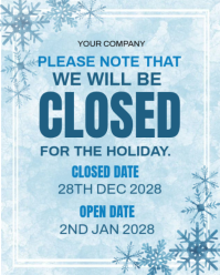Blue Joyful Closed On Christmas Holidays Instagram Portrait template