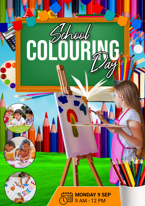 Copy of Blue Joyful Colouring Day A4 | PosterMyWall