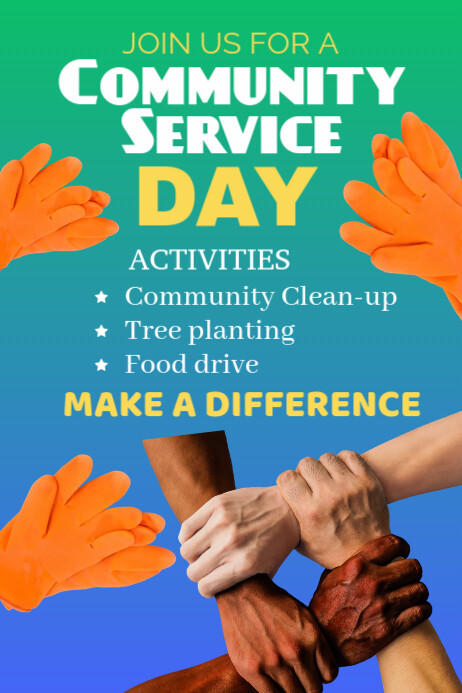 Copy of Blue Joyful Community Service Day Poster | PosterMyWall