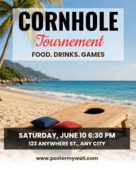 Blue Cornhole Tournament Instagram Portrait Template