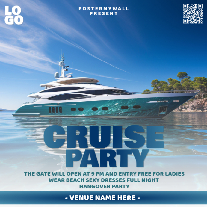 Blue Joyful Cruise Party Instagram Post Template | PosterMyWall