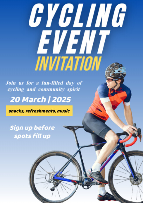 Blue Joyful Cycling Event Invitation A1 Template | PosterMyWall