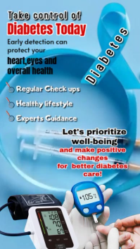 Blue Joyful Diabetes Awareness  Instagram Reel template