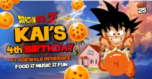 Blue Joyful Dragon Ball Z Birthday Party Facebook Shared Image Video template