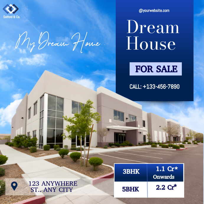 Blue Joyful Dream Home Go For Sale Instagram template