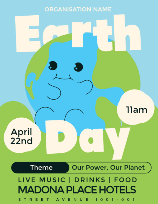 Blue Joyful Earth Day Event Flyer Template | PosterMyWall