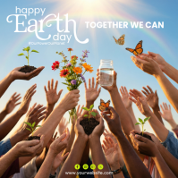 Blue Joyful Earth Day Square Isikwele (1:1) template