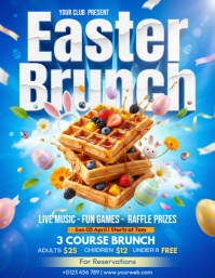 Blue Joyful Easter Brunch Flyer Рекламная листовка (US Letter) template