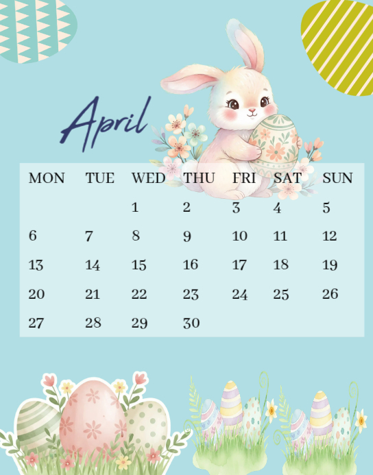 Easter Callender Blue Joyful Easter Calendar Poster/Wallboard Template | PosterMyWall