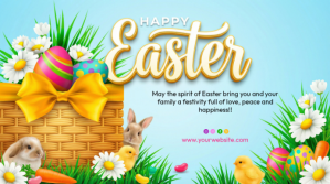 Blue Joyful Easter Celebration Digital Display template