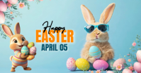 Blue Joyful Easter Celebration Facebook Shared Image template