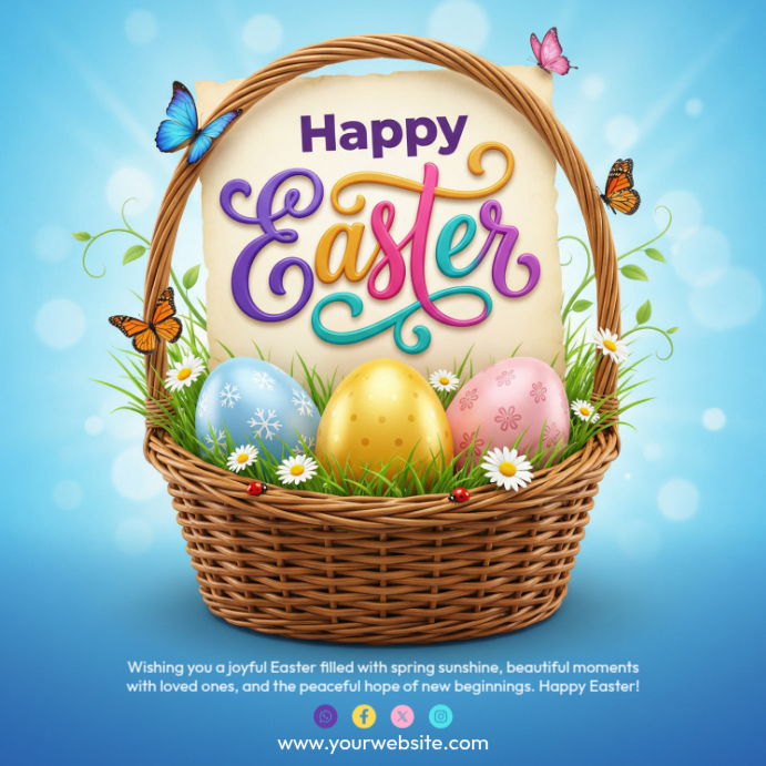 Blue Easter Celebration Square Template | PosterMyWall