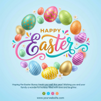 Blue Joyful Easter Celebration Square template