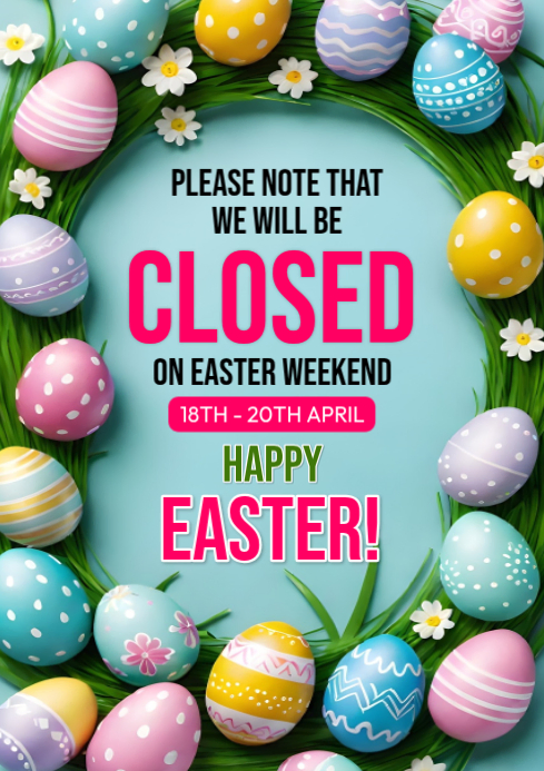Copy of Blue Joyful Easter Closure Announcement A4 | PosterMyWall