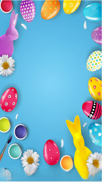 Blue Joyful Easter Day Celebration  Facebook Story template
