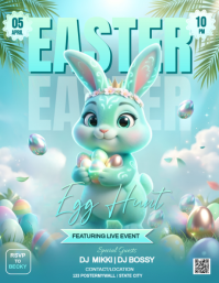 Blue Joyful Easter Egg Hunt Flyer template