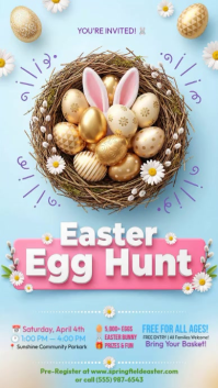 Blue Joyful Easter Egg Hunt Instagram Story Video template