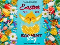 Blue Joyful Easter Egg Hunt Party Invitation Flyer Yard Sign template