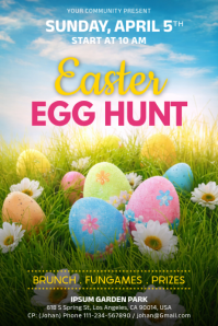 Blue Joyful Easter Egg Hunt Poster Affiche template