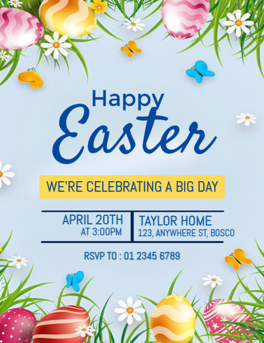 Copy of Blue Joyful Easter Invitation Design Flyer (us Letter ...