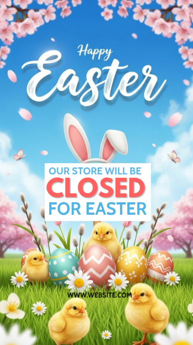 Blue joyful easter store closure announcement instagram story Template ...