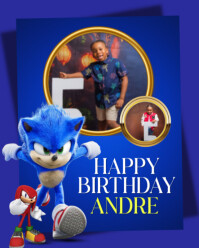 Blue Joyful Editable Sonic The Hedgehog Birthday Photo Invitation** Instagram Portrait template