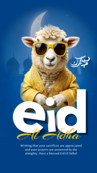 Blue Joyful Eid Ul Adha Celebration Instagram Story template