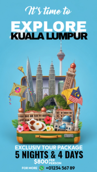 Blue Joyful Explore Kuala Lumpur Instagram Story template