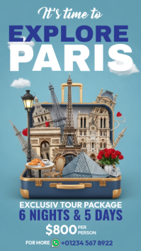 Blue Joyful Explore Paris Instagram Story template