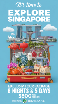 Blue Joyful Explore Singapore Instagram Story template