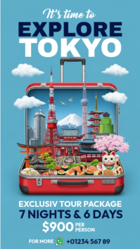 Blue Joyful Explore Tokyo Instagram Story template