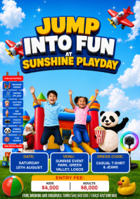 Blue Joyful Family Fun Day A4 template