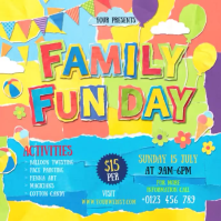 Blue Joyful Family Fun Day Instagram Post Cuadrado (1:1) template