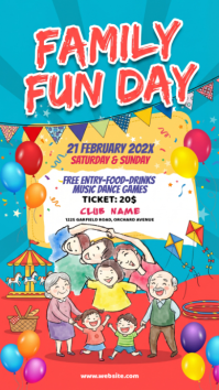 Blue Joyful Family Fun Day Instagram Story template
