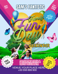 Blue Joyful Family Fun Day Poster/wallboard template