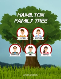 Blue Joyful Family Tree Flyer (us Letter) template