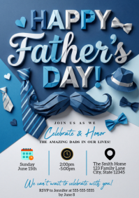 Blue Joyful Father's Day Celebration A4 template