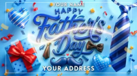 Blue Joyful Father's Day Celebration Digital Display Video งานแสดงผลงานแบบดิจิทัล (16:9) template