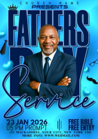 สีน้ำเงิน Father's Day Church Service A1 Template