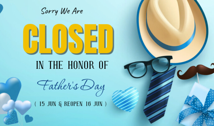 Blue Joyful Father's Day Closed  Tag template
