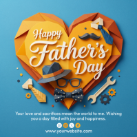 Blue Joyful Father's Day Square Persegi (1:1) template