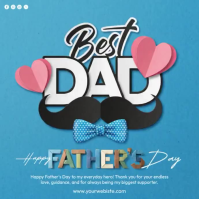 Blue Joyful Father's Day Square Video Vierkant (1:1) template