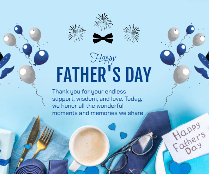 Blue Joyful Father's Day Celebration  Medium Rectangle template