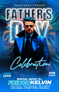 Blue Joyful Father's Day Celebration Template Half Page Wide