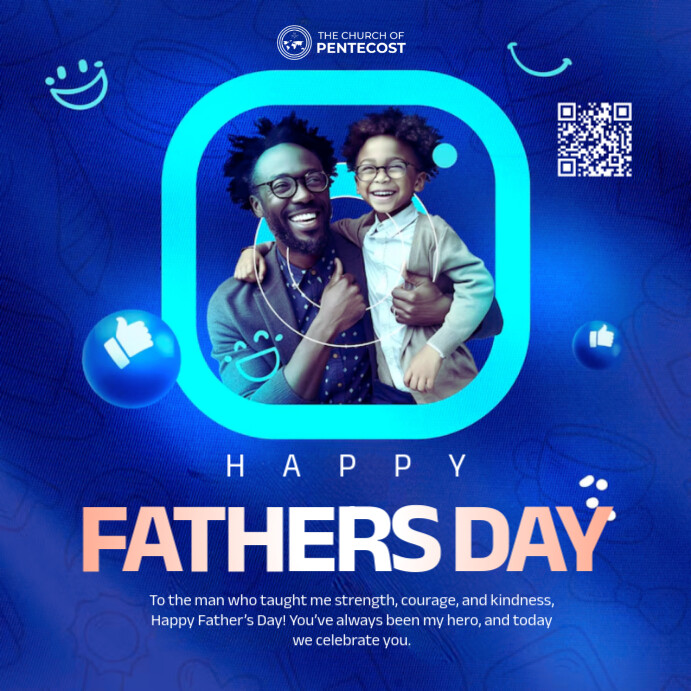Blue Joyful Father's Day Wish  Instagram Post template