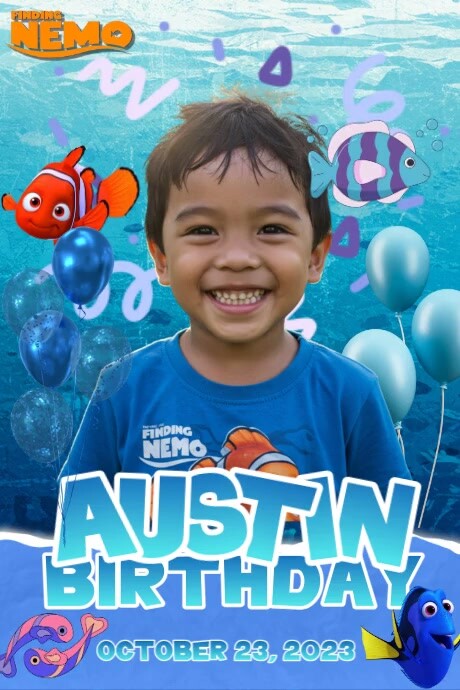 Blue Joyful Finding Nemo Birthday Ref Magnet Poster Plakkaat template